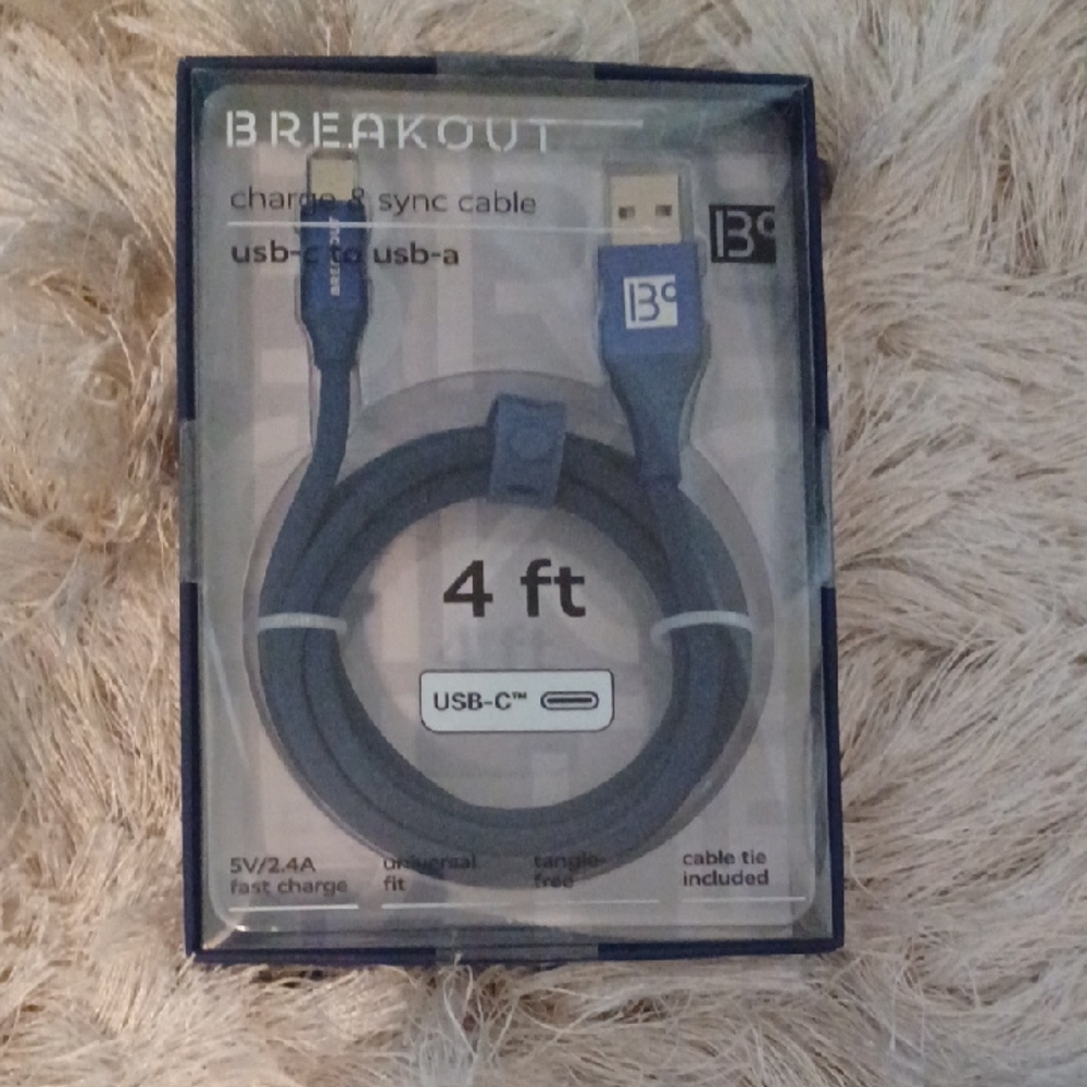 4 ft USB-C to USB-A Charge & Sync Cable - Blue